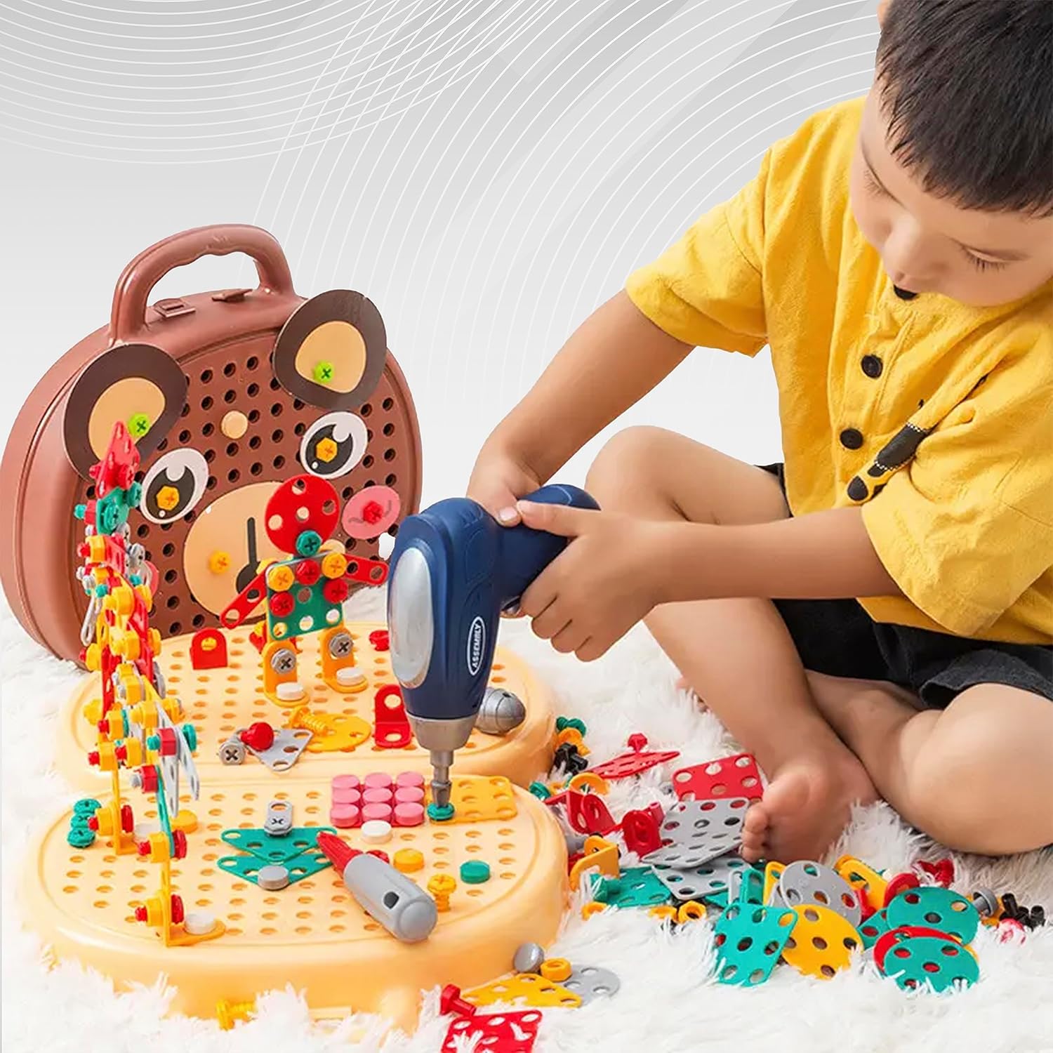Kidology Creative Toolbox with Toys Electric Drill Screwdriver Tool Set Creative Toy 203 Pieces