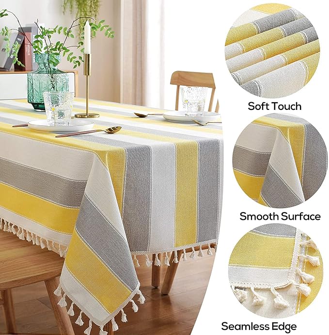 Urban Space Sicilia Table Linen Premium Dining Table Cover for 4 Seater Colour Vertical Yellow