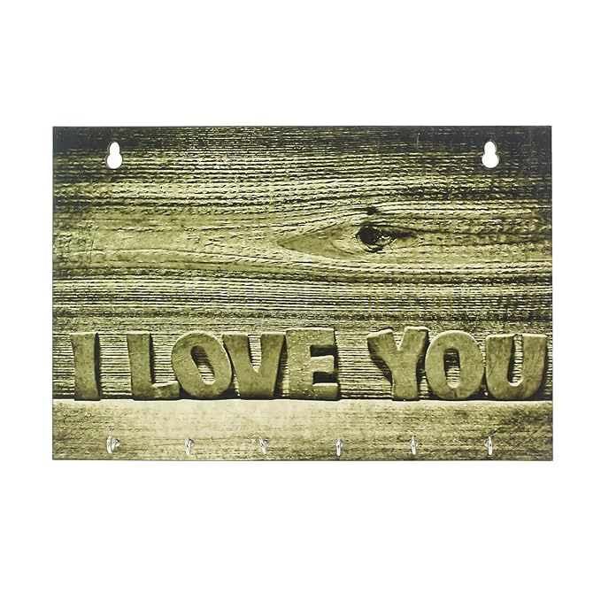 Ecraftindia Abstract Theme Wooden Key Holder With 6 Hooks
