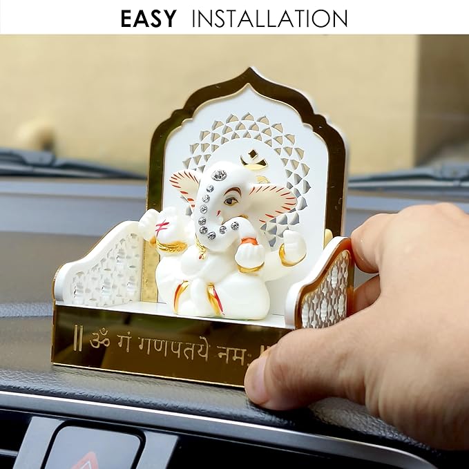 Solobolo Ganesh Idol for Car Dashboard With Small Temple for Car Dashboard | Ganesh Idol