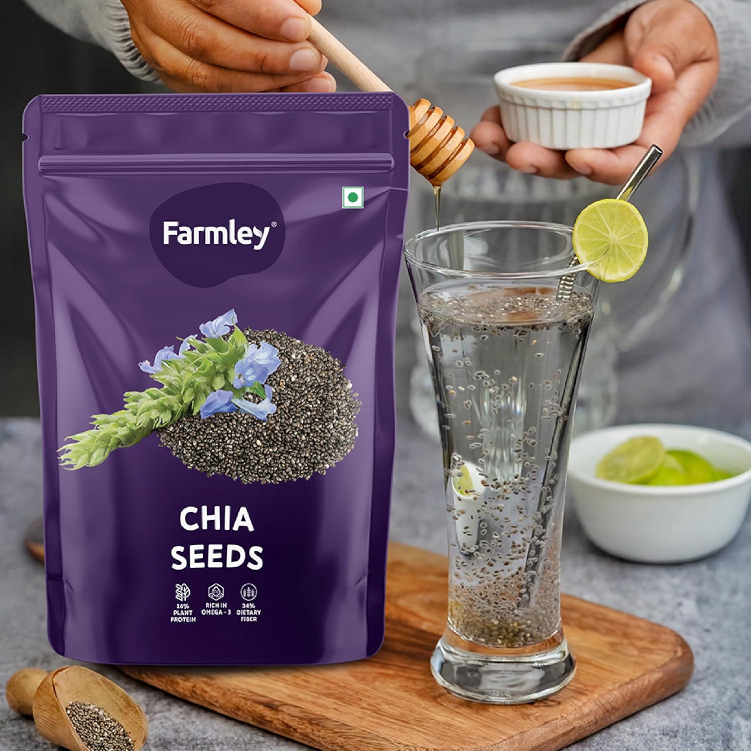 Farmley Chia Seeds 500g, Pack of 1 I Seeds for Eating | Seeds for Weight Management | Rich in Calcium, Protein & Fibre