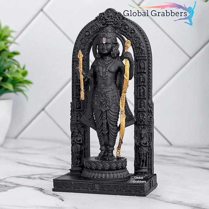 Global Grabbers Polyresin 3D Ram Lalla Ayodhya Idol Statue Showpiece Murti for Home Decor