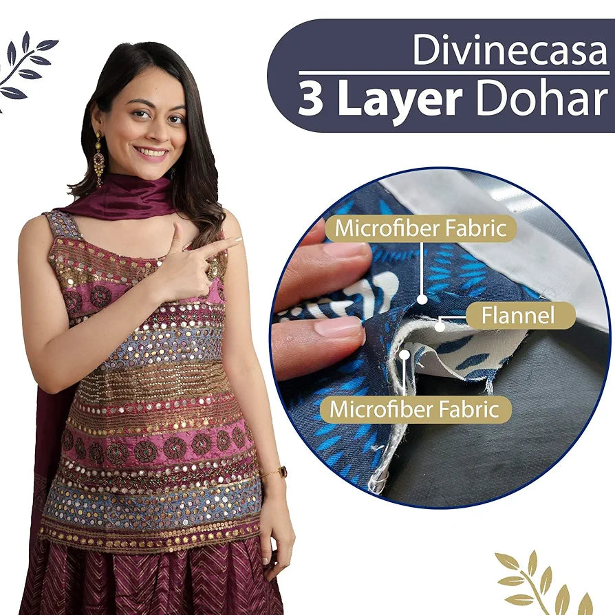 Divine Casa 120 GSM Microfiber Single Kids Dohar Soft & Lightweight Throw Blanket Arrow Print Pattern Colour Navy Blue