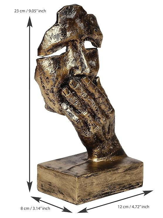 Ecraftindia Antique Look Human Face With Hands on Mouth Handcrafted Decorative Showpiece