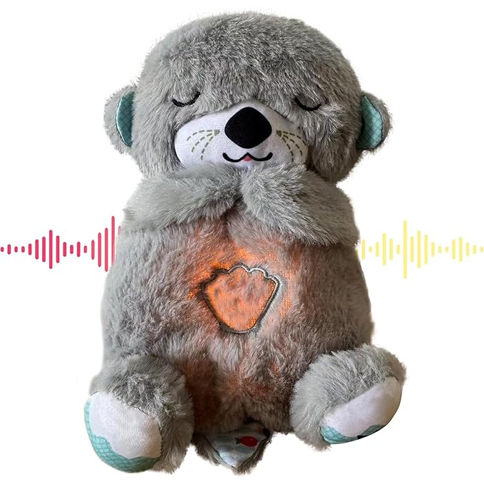 Kidology Baby Plush Toy with Music Lights & Breathing Motion Grey Colour - 30 cm
