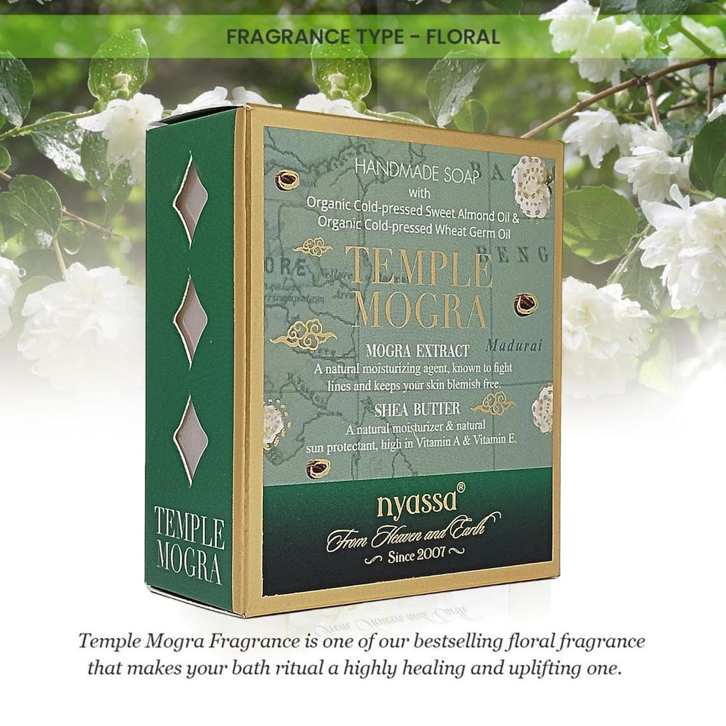 Nyassa Temple Mogra Natural Bathing Handmade Soap - 150 Gms