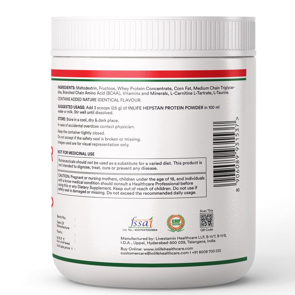 INLIFE Hepstan Liver Care Supplement | Whey Protein Powder with Vitamins Minerals & BCAAs | Nutraceutical for Men and Women â€“ 300g (Vanilla)