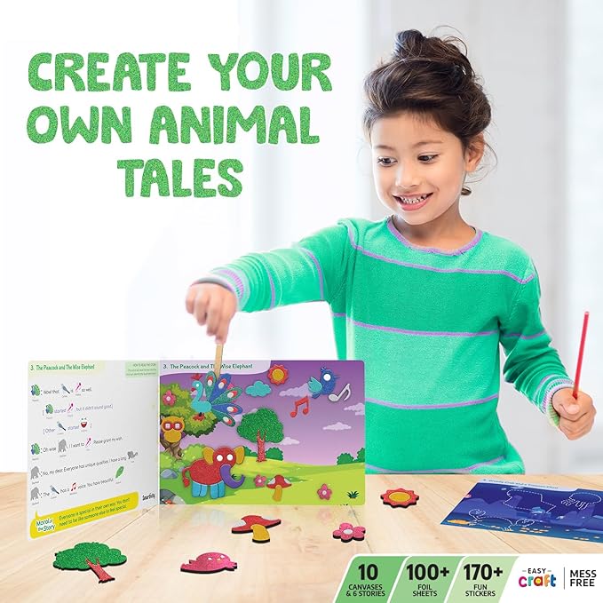 Smartivity Foil Magic Art Kit for 4-10 Years Old Kids Playful Puppets & Read Along Stories