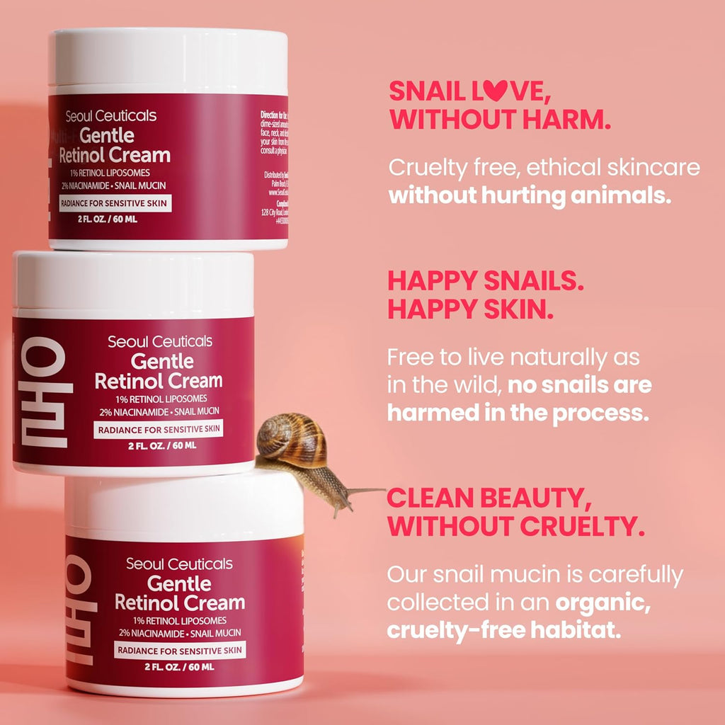 SeoulCeuticals Korean Retinol Night Cream for Face â€“ K Beauty 1% Retinol Cream with 97.5% Snail Mucin & 2% Niacinamide â€“ Lightweight Moisturizer for Sensitive Skin â€“ 2oz