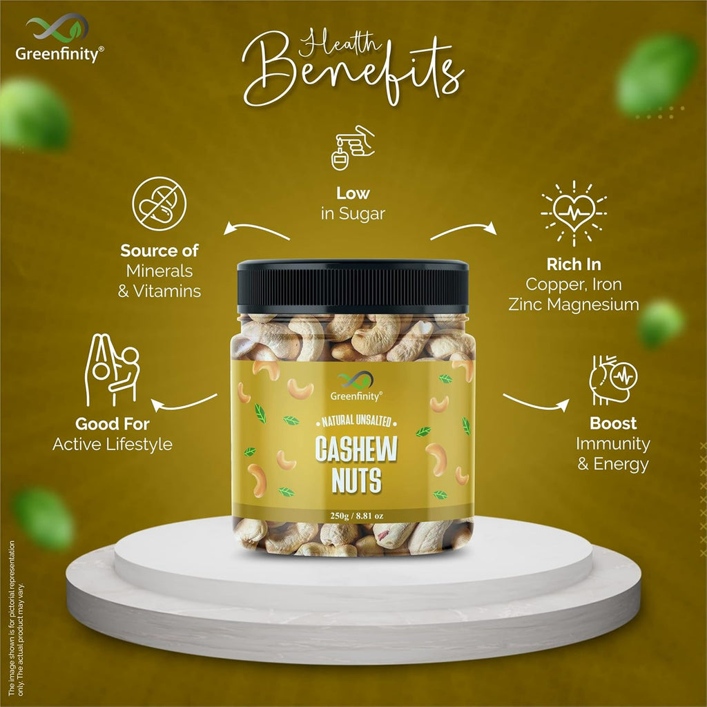 GreenFinity Dry Fruits Combo Pack- Green Raisins, Almonds, Roasted Pistachios, Cashews | Nutritious Healthy Snacks Ideal for Gifting, Festive Hampers, Family and Friends Treats (250g Each-Pack of 4)