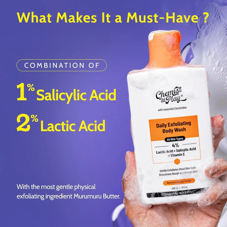 Chemist At Play Exfoliating Body Wash, 4% Salicylic Acid, Vitamin E and Lactic Acid