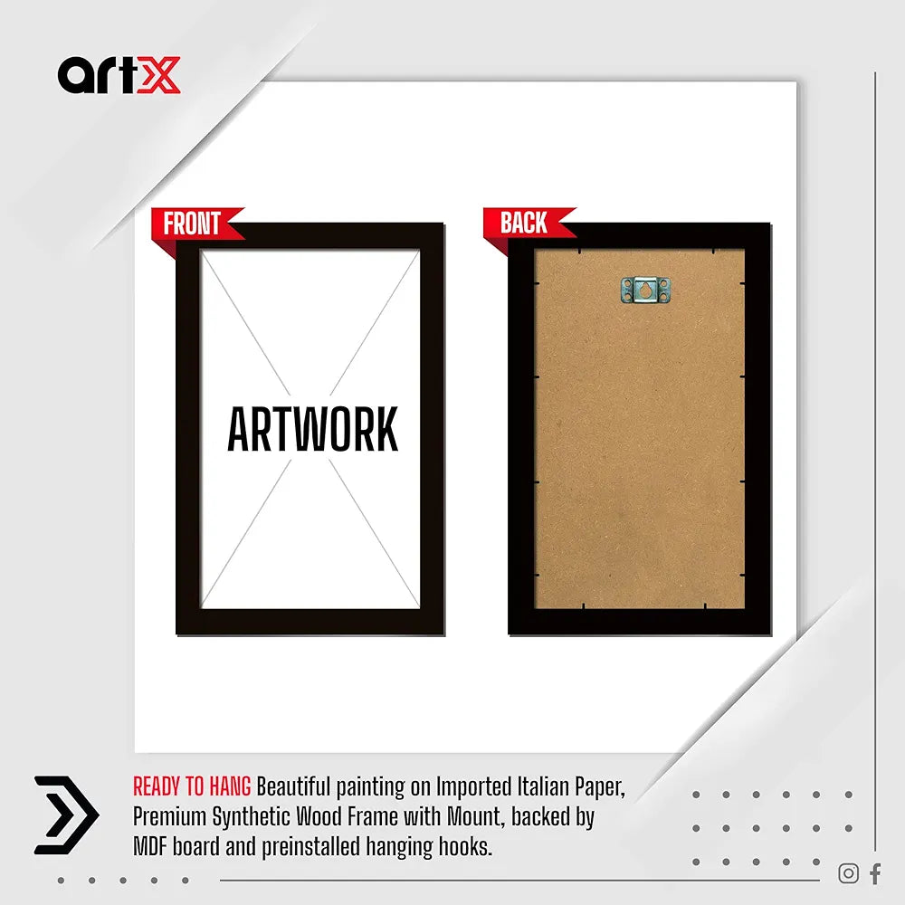 ArtX Paper Music Instruments Wall Art Painting Framed Set of 3