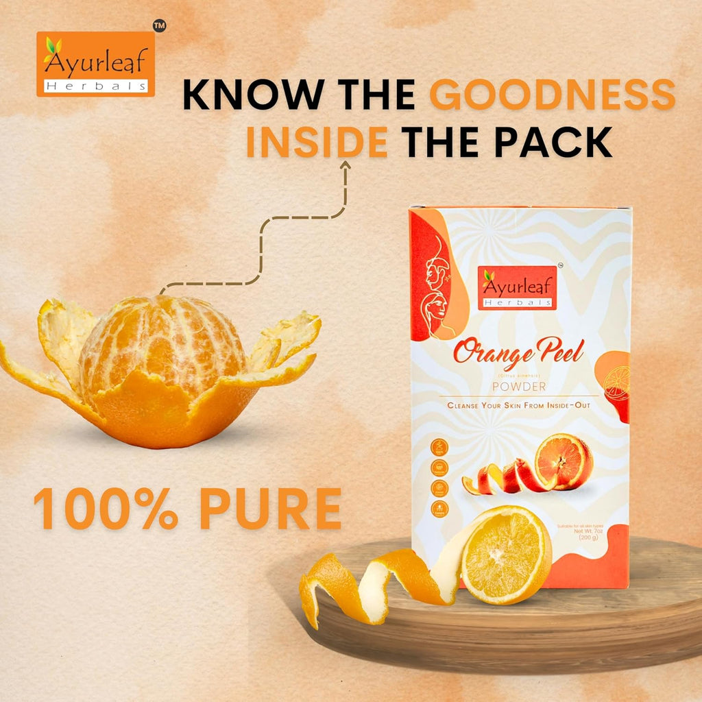Ayurleaf Herbals Orange Peel Powder | for Skin Lightening Face Pack - 200 Gms