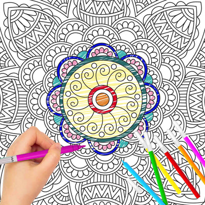 Art Therapy Mandala Adult Colouring Book 1: Mandala Colouring Book, Adult Coloring Book Kit With 12 Sketch Pens, Fun For Adults, Relaxing Coloring Workbook