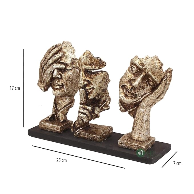 Indicast Porcelain Modern Human Faces Statue Table Desk Decor 8 Inch Handcrafted Decorative Showpiece | Silver