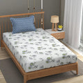 Fresh From Loom Microfiber Soft Cotton Bedsheet for Single Bed 200 TC Single Size Bed Sheet with 1 Pillow Cover White Grey