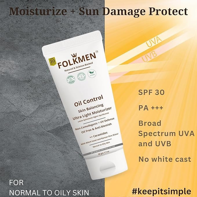 FolkMen Oil Control Ultra Light Moisturizer For Men - 50 gms