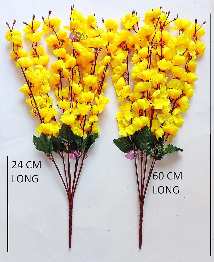 Artificial Flowers Bunch for Decoration Cherry Blossom Ideal for vase Without Vase Yellow