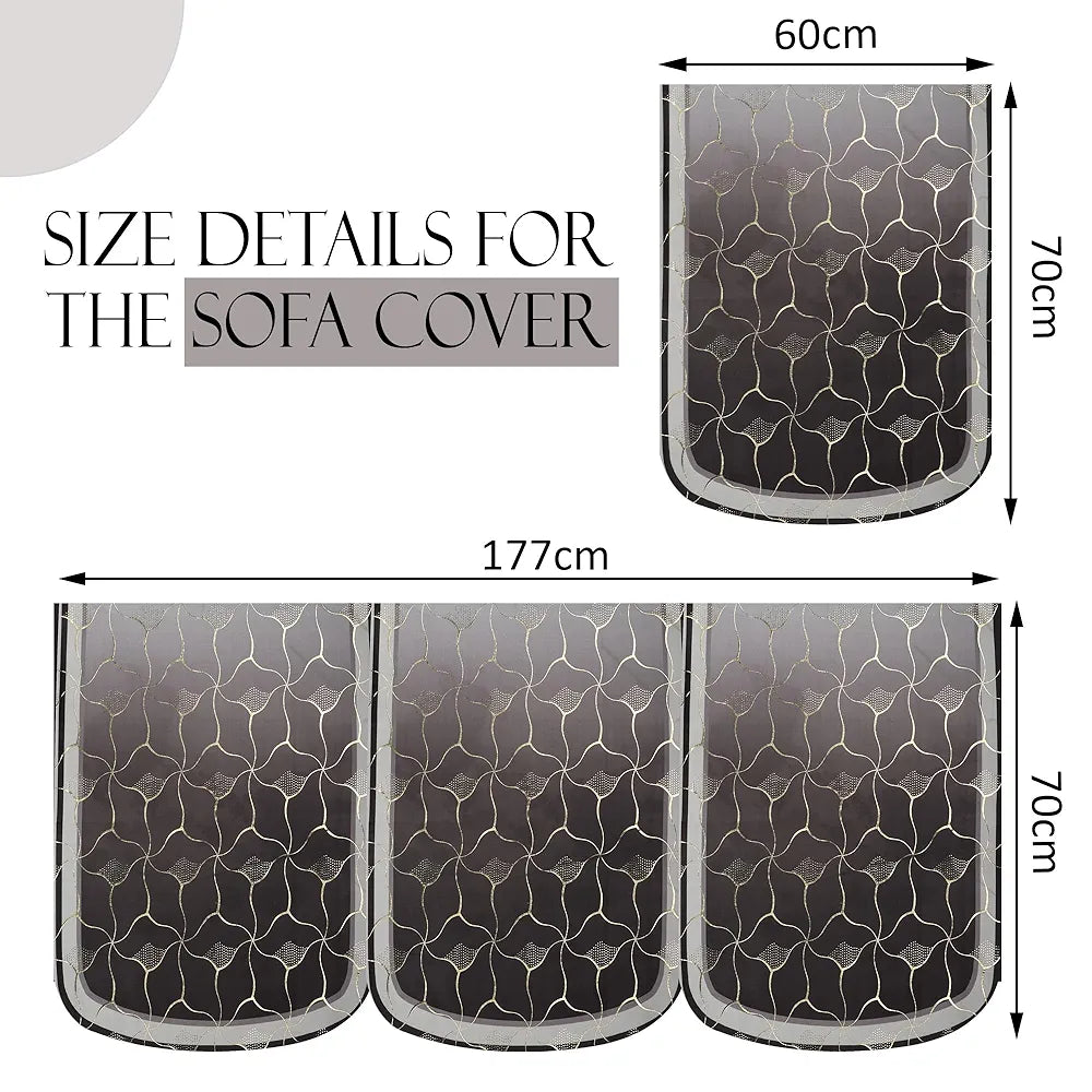 Kuber Industries Set of 10 Anti-Skid Sofa Cover 5-Seater Arabica Look Brown & Golden Foil