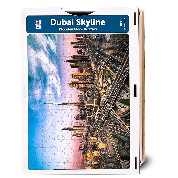 Mini Leaves 252 Piece Wooden Puzzle for Kids & Adults | Dubai Skyline Jigsaw Puzzle | Fun & Challenging Gift for Adults and Kids