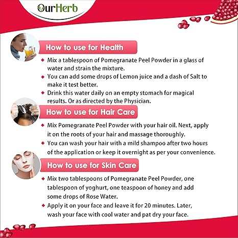 OurHerb Pure Natural & Organic Pomegranate Peel Powder - 200 gms