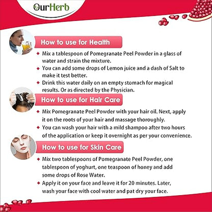 OurHerb Pure Natural & Organic Pomegranate Peel Powder - 200 gms