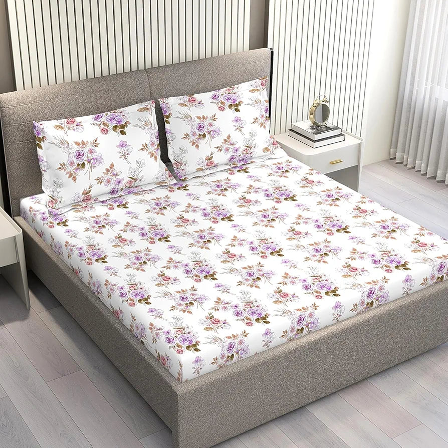 Layers Marigold Cotton Bedsheet Set for All Seasons Lightweight Moisture Absorbent Machine Washable & Easy to Care Gift for Housewarming & More 144 TC King Size Pink