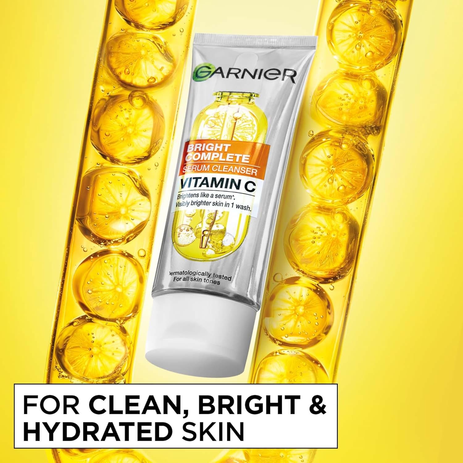 Garnier Vitamin C + Serum Face Wash | Visibly Brighter Skin in Just 1 Wash | Gentle cleanser for Skin Brightening & Tan Removal | For dry, oily, sensitive skin | Facewash for Women & Men | 100gm