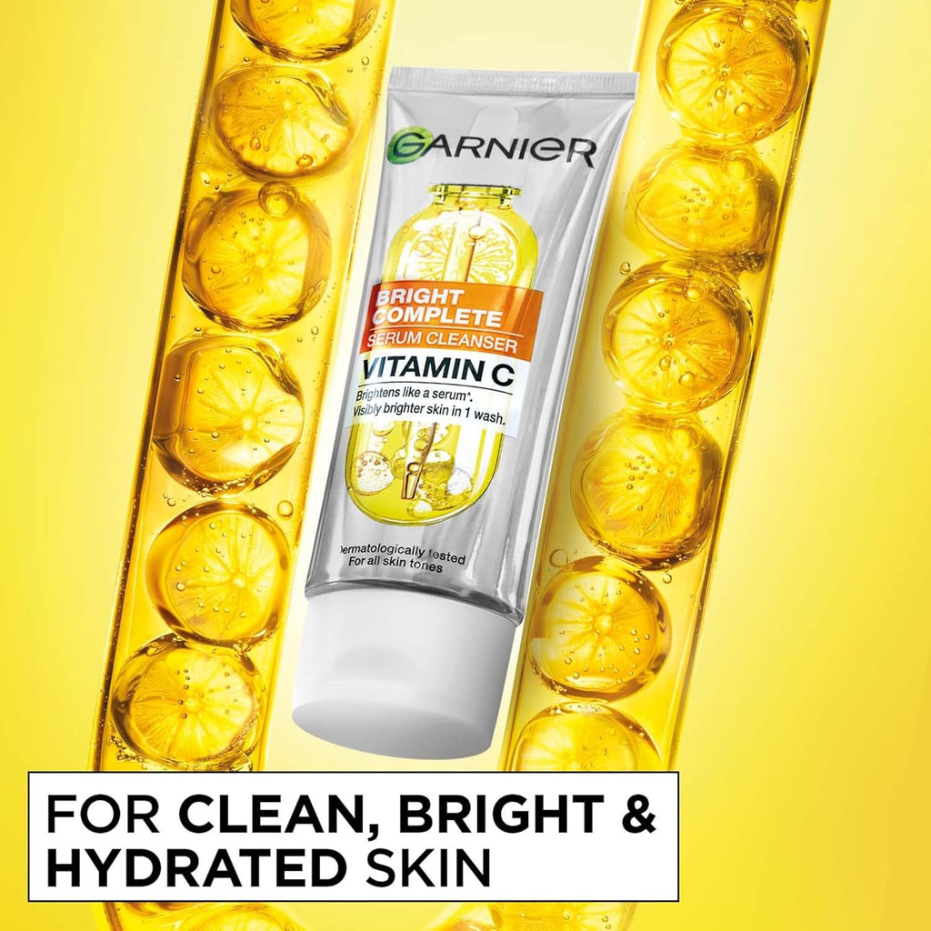 Garnier Bright Complete Serum Cleanser 150gm | Deep Cleansing Face Wash with Vitamin C for Brighter, Radiant Skin