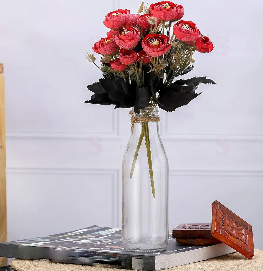 2 Pcs Artificial Rose Flower Sticks Red