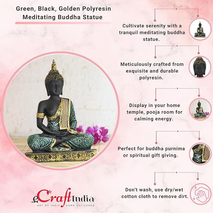 Ecraftindia Buddha Showpiece | Green
