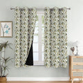 Cloth Fusion Blackout Printed Premium Door Curtains 7 Feet Long Set of 2 Green Flower