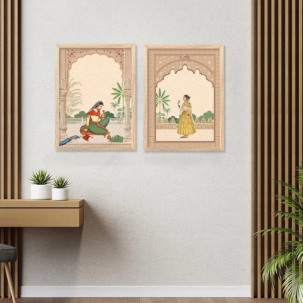 Kotart Madhubani Art Paintings with Frame Traditional Framed Painting C Pack of 6