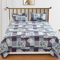 HomeKart Ultra Super Soft Pure Cotton Double Bedsheet with Two Pillow Covers for Your Bedroom Floral & Block Printed Premium Bedsheet  300 TC Blue & White