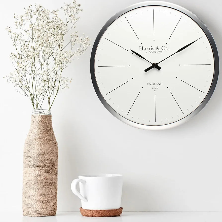 Harris & Co. Clockmasters Premium Luxury Analog Wall Clock Minimalist Design - 13 Inch