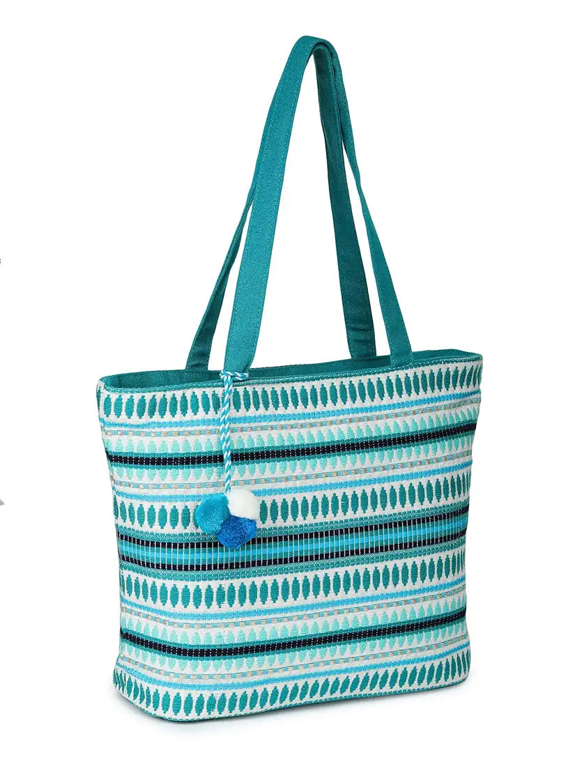 K London Alii And Aliizey Tote Bag For Women With Zip Bag Colour Teal Gold