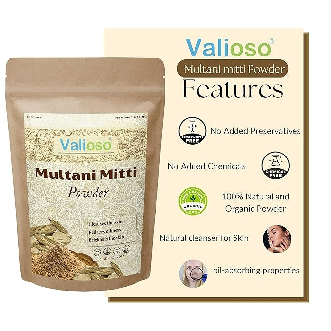 Valioso Multani Mitti Powder for Face Skin and Hair - 100 gms