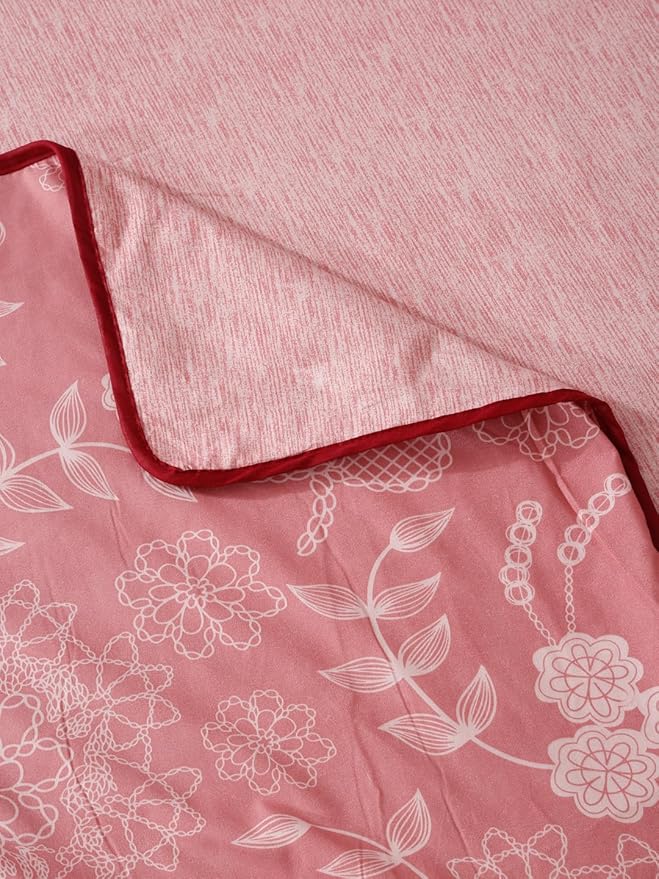 Cortina Ultra-Soft Microfiber Reversible 120 GSM Abstract Single AC Blanket Quilt Dohar | Pink