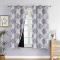 Cloth Fusion Blackout Printed Premium Window Curtains 5 Feet Long Set of 2 Ivory Bouquet