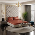 Stoa Paris Satin Elastic Fitted Bedsheets for Double Bed 300TC Premium 2 Pillow Covers Colour Melted Caramel