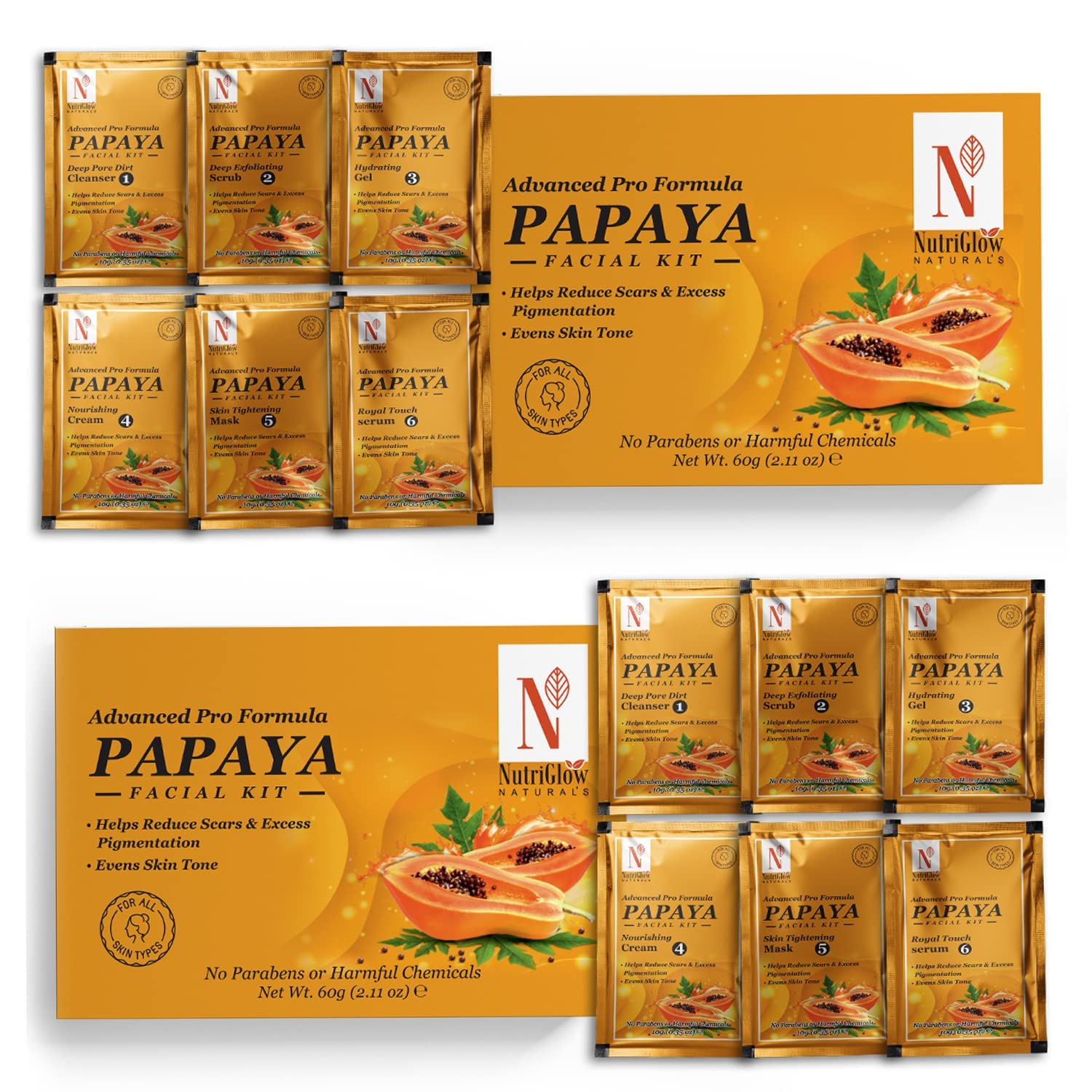 NutriGlow NATURAL'S Advanced Pro Formula Papaya Facial Kit - 60 gms