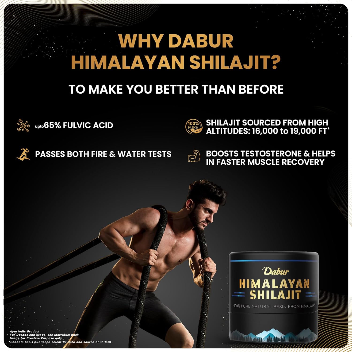 Dabur Himalayan Shilajit Resin â€“ 15g | 250mg per Serving | Boosts Strength, Stamina & Muscle Growth | Shilajit for men |100% Ayurvedic Grade A Shilajit Sourced from the Himalayas (Up to 19,000 ft)
