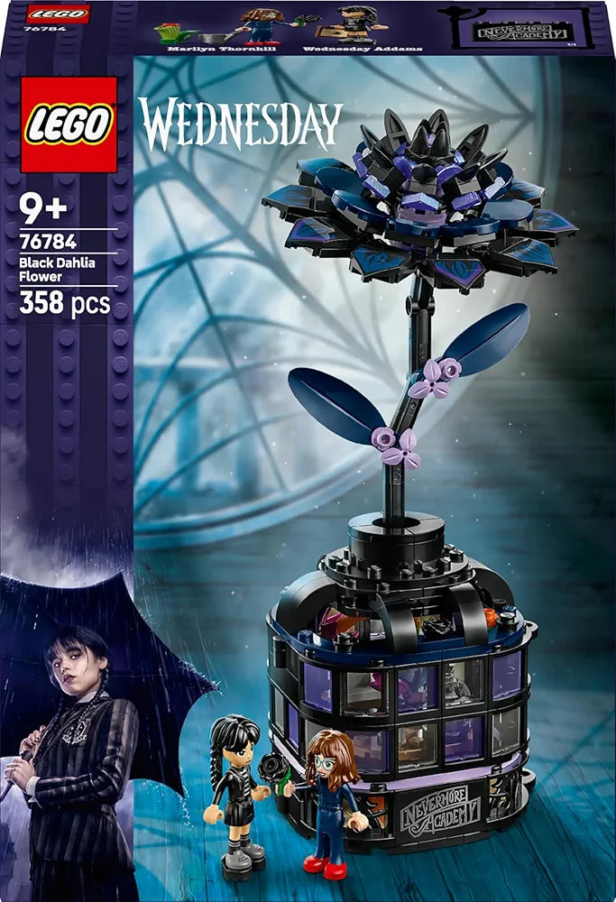 Lego Wednesday Black Dahlia Flower, Faux Plant Room Decor 76784 - Building Blocks Set for Age 9+ Boys and Girls