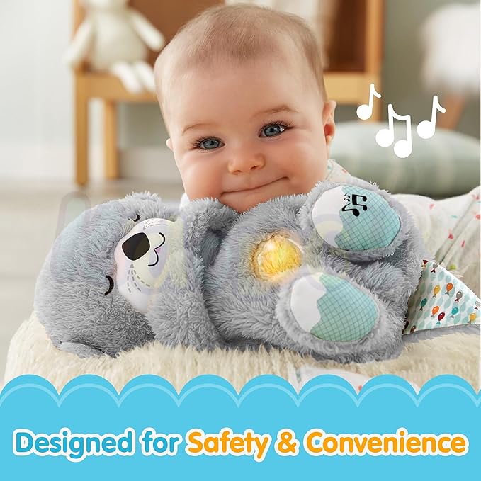 Kidology Baby Plush Toy with Music Lights & Breathing Motion Grey Colour - 30 cm