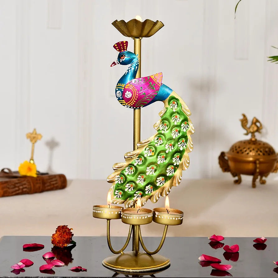 Elegant Metal Peacock Candle Holder Intricate Design Tealight Candle Holders