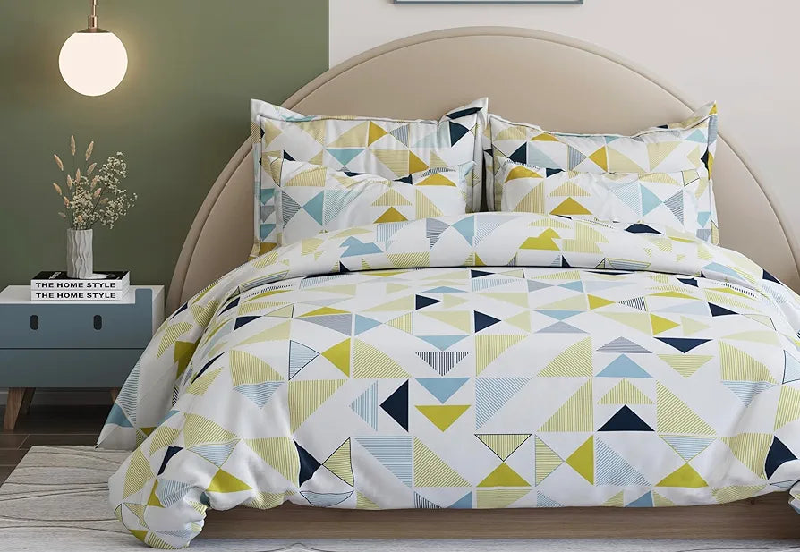 The Home Style Cotton Feel Glace Cotton Elastic Single Bed Bedsheet With 1 Pillow Cover 300 TC  multicolor Meadow Mist