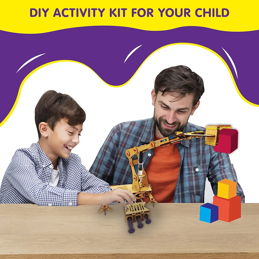 Genius Box Hydraulic Crane Fun Toy DIY Science Kit for Kids 8years and Up, STEM Toy, Learning Kit, Educational and Construction Based Activity Game