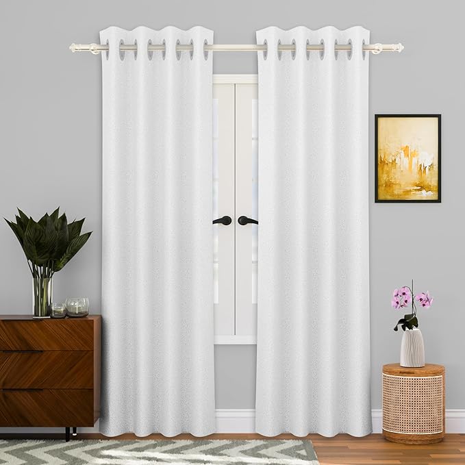 Kuber Industries Stylish Door Curtains for Living Room & Bedroom Web Net White Colour