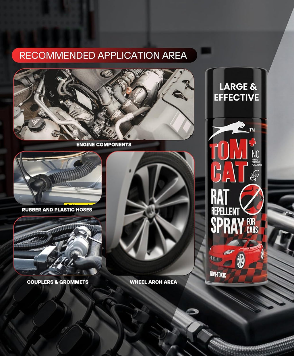 Shadow Securitronics Tom Cat Rat Repellent Spray For Cars 120Ml Highly Effective Protect Wires In Car,Bike&Outdoor Utilities Non Toxic Only Repels 6-8 Weeks Protection 100Ml-FORMULATION 2X