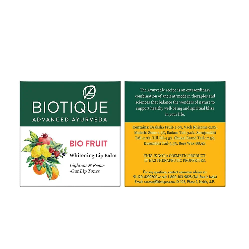 Biotique Advanced Ayurveda Bio Fruit Whitening Lip Balm - 12 gm